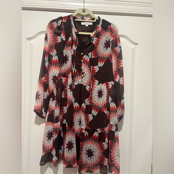 Loft Babydoll Dress Long sleeved  cute detail with gold buttons - Picture 1 of 4